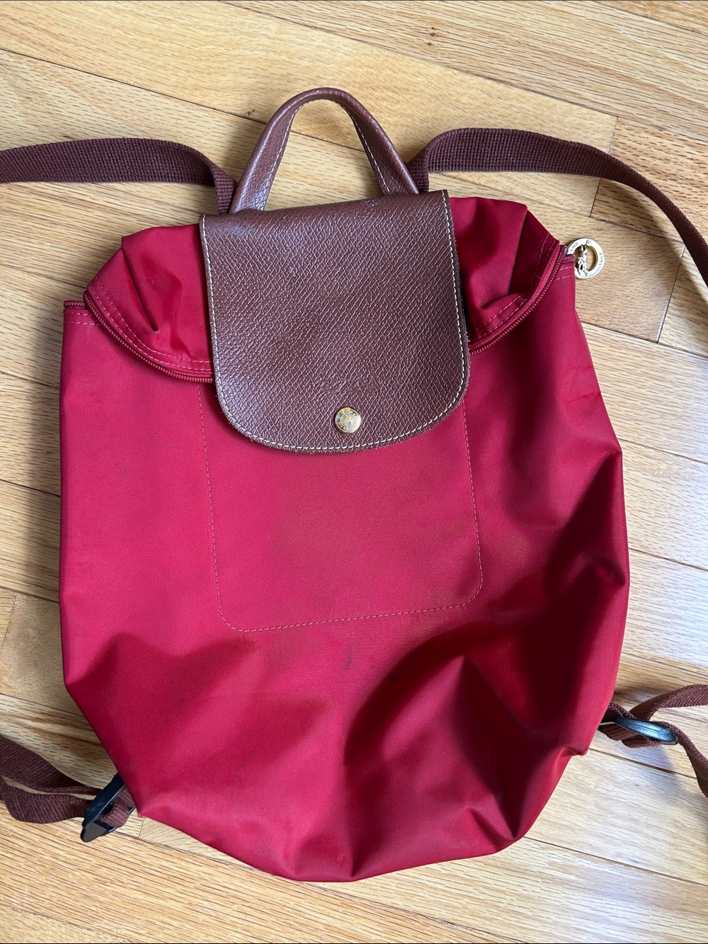 Longchamp Red Classic Nylon Backpack